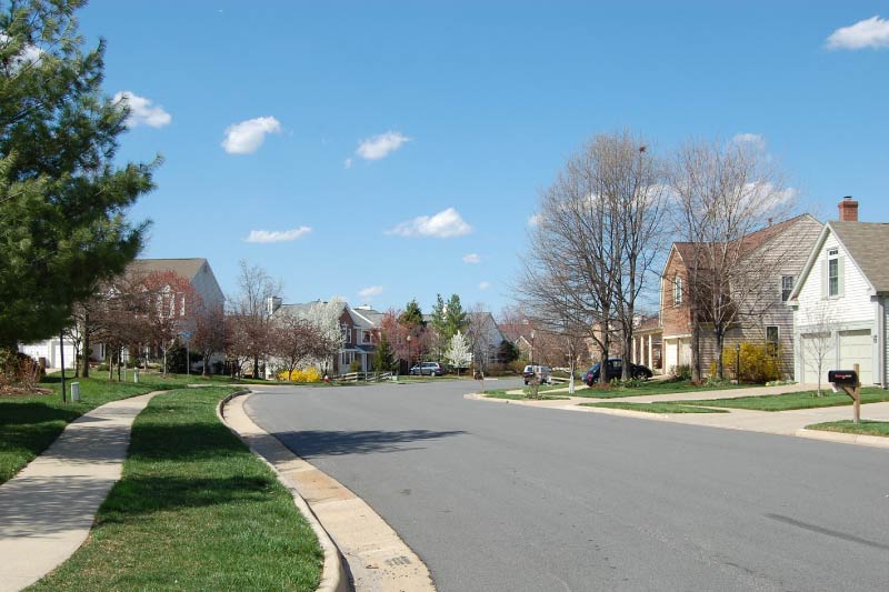 A residential street in Ashburn, Virginia
