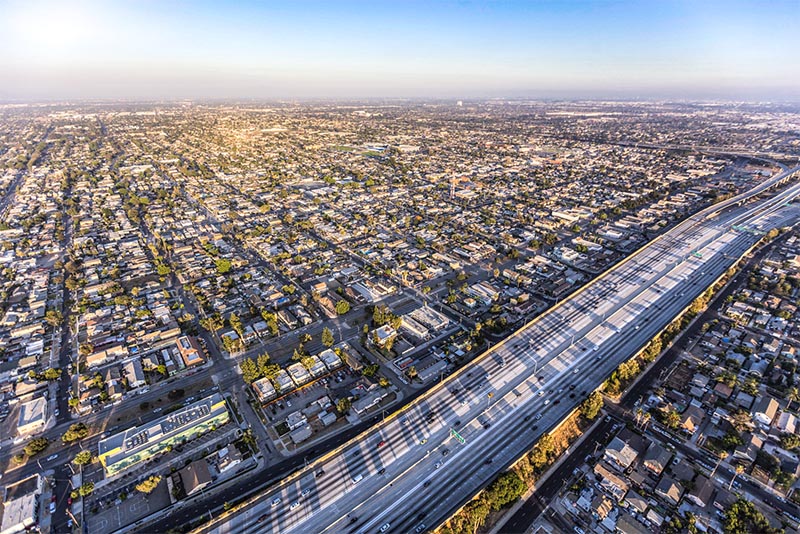 An aerial view of South Central Los Angeles