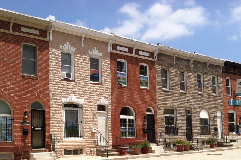 Row houses in the Middle East neighborhood of Baltimore