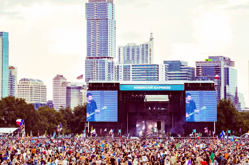 A large crowd gathered to watch a performance during Austin's annual "Austin City Limits". 