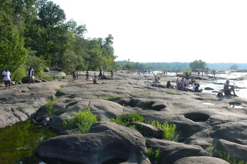 People enjoying Belle Island. 