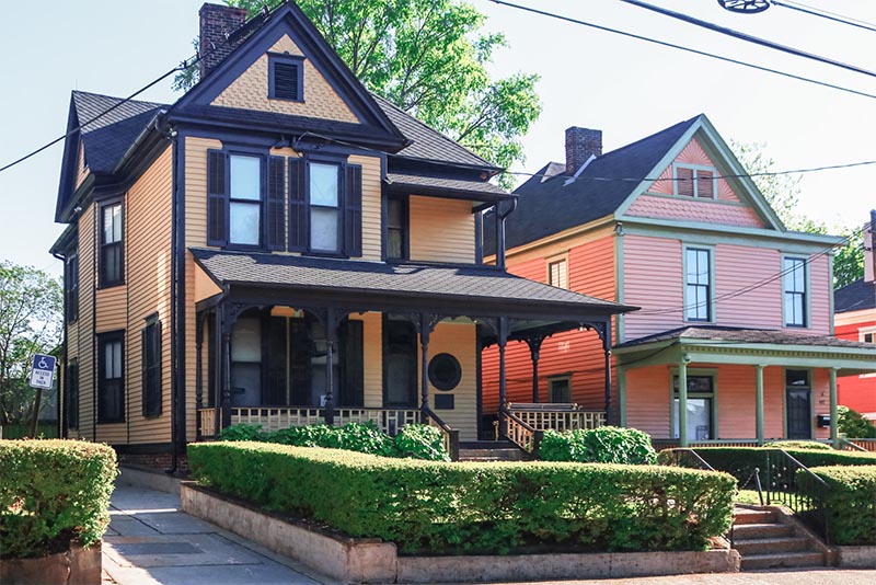 Two historic Victorian-style homes in the Edgewood neighborhood of Atlanta