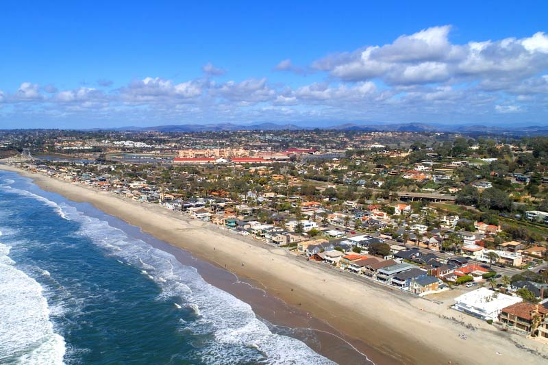 An aerial view above Del Mar