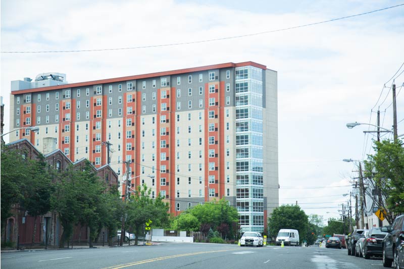 A high rise residential building in Univesity Heights, Newark. 