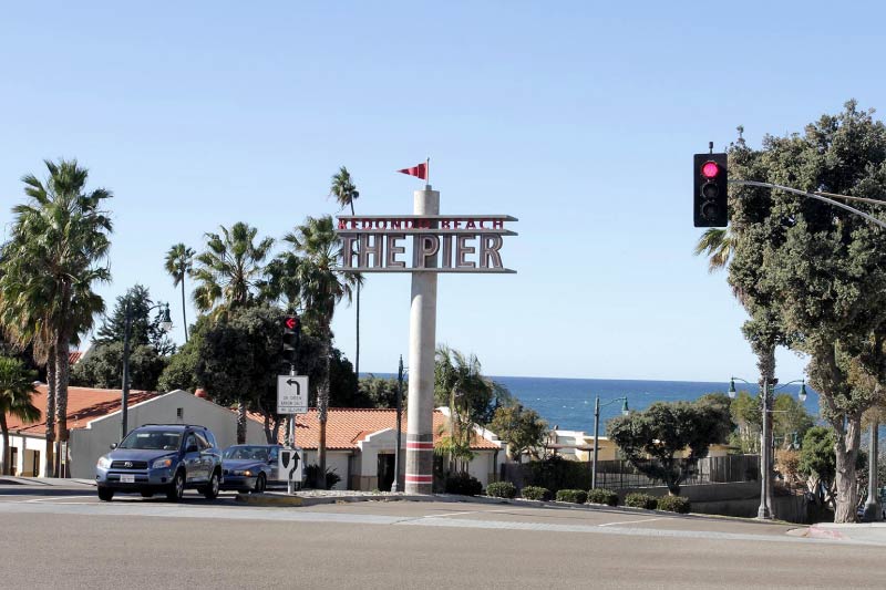 "The Pier" sign in Redondo Beach, California. 