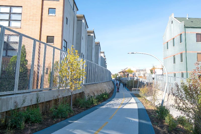 The 606 trail passing through Wicker Park