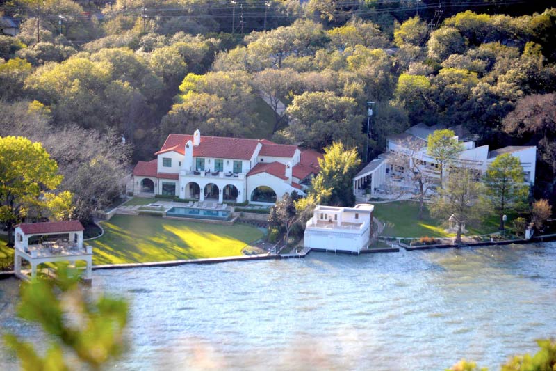 Homes bordering the Colorado River in northwest Austin. 