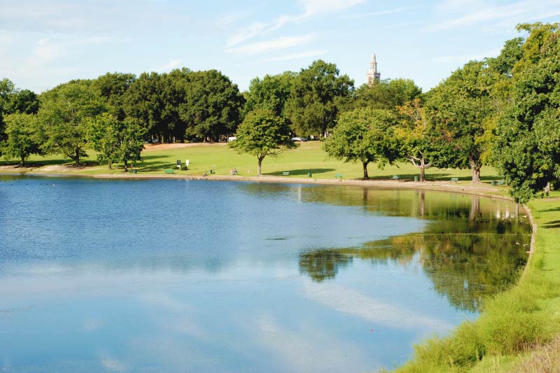 The James River bordering Byrd Park in the Randolph neighborhood of Richmond. 