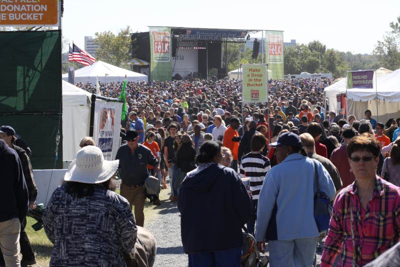 Crowds of people at the Richmond Folk Festival. 