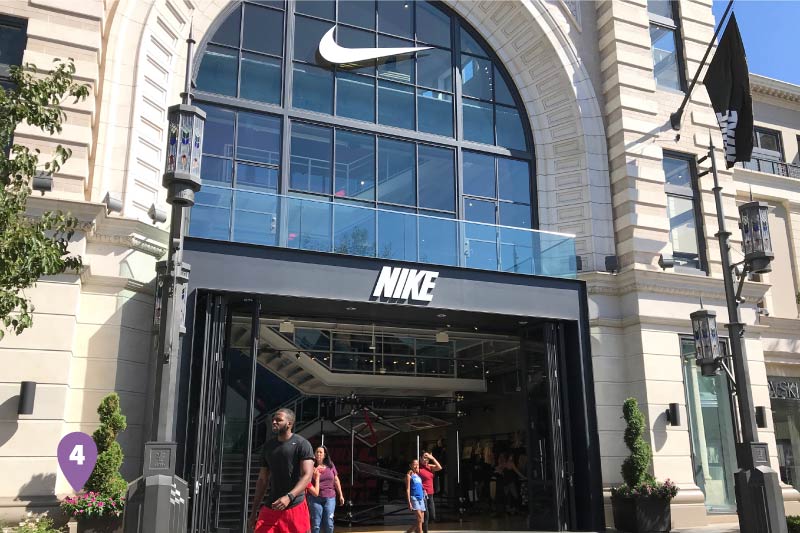 People exiting the Nike store in The Grove. 
