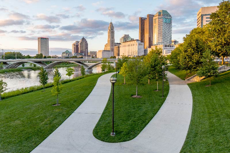 Bicentennial park in downtown Columbus.