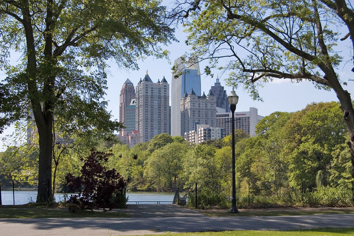 Park with the view of Midtown Atlanta