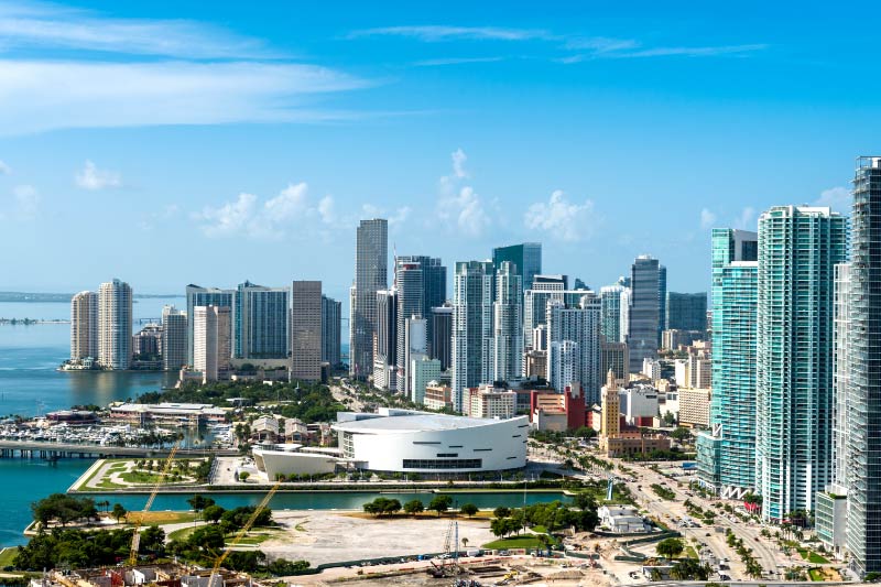 An aerial view of downtown Miami. 