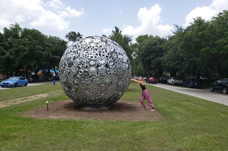 One of many sculptures along Heights Boulevard. 