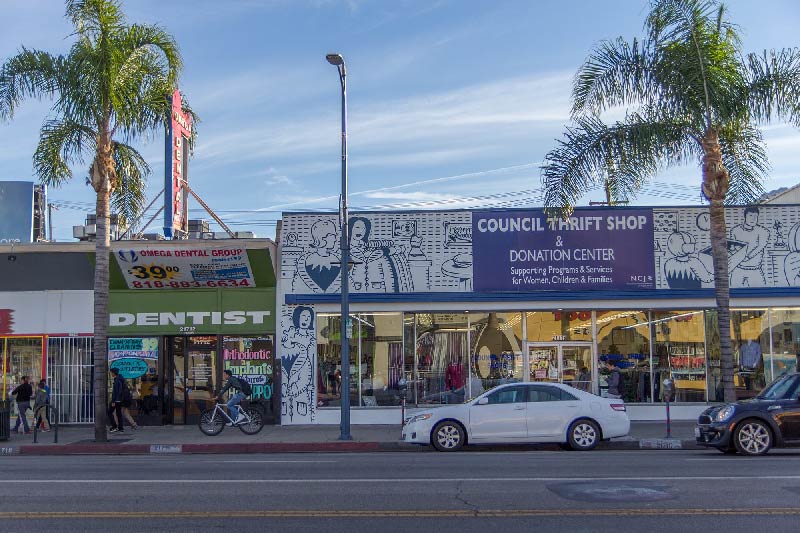 Storefronts along a street in Canoga Park
