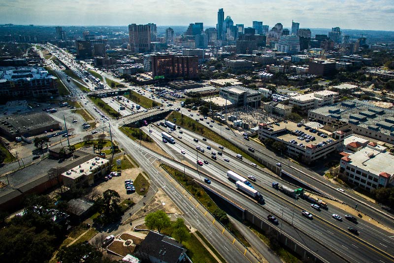 The I-35 flowing through Austin Texas