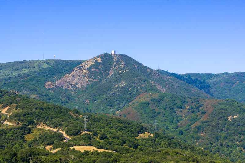 View of Mount Umunhum from Almaden Quicksilver County Park in Santa Clara County, California