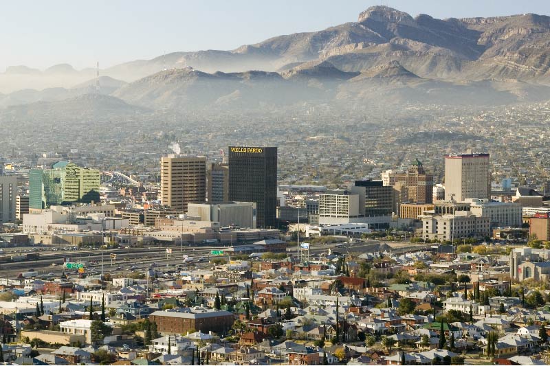 An aerial view of downtown El Paso