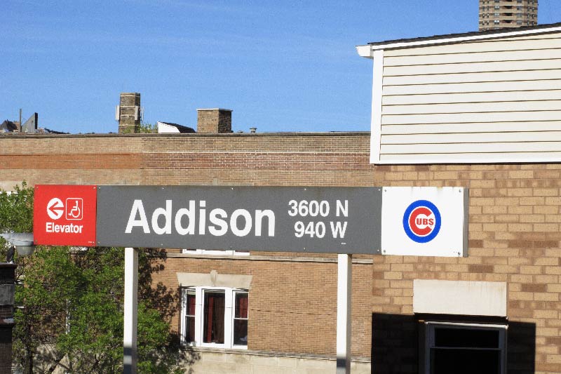 The Addison Red Line stop in the Wrigleyville neighborhood of Chicago