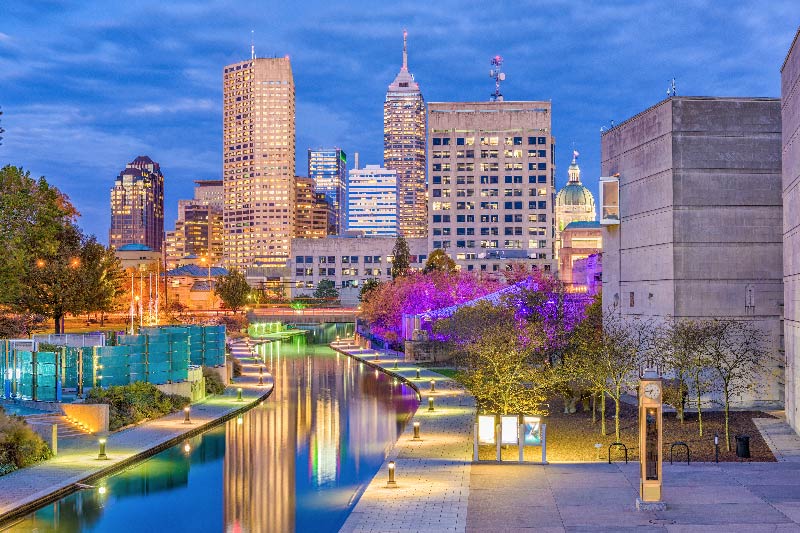 The canal walk in downtown Indianapolis.