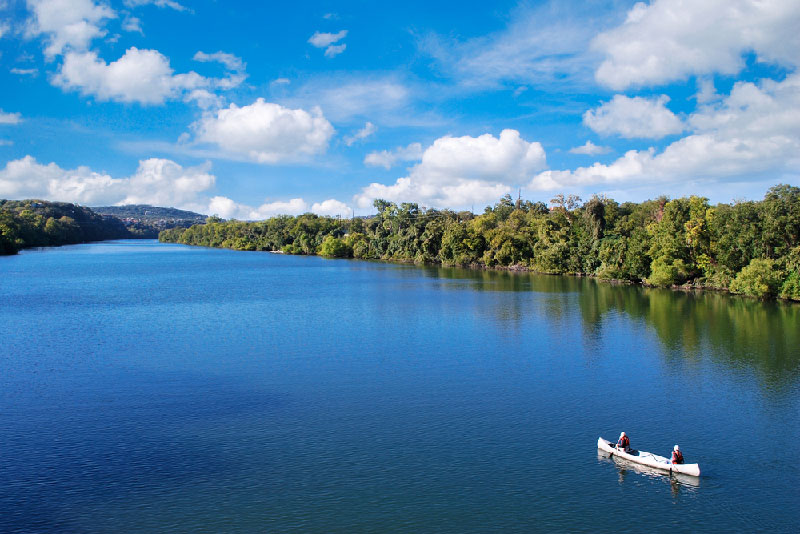 Kayak on peaceful Lake Austin in Texas