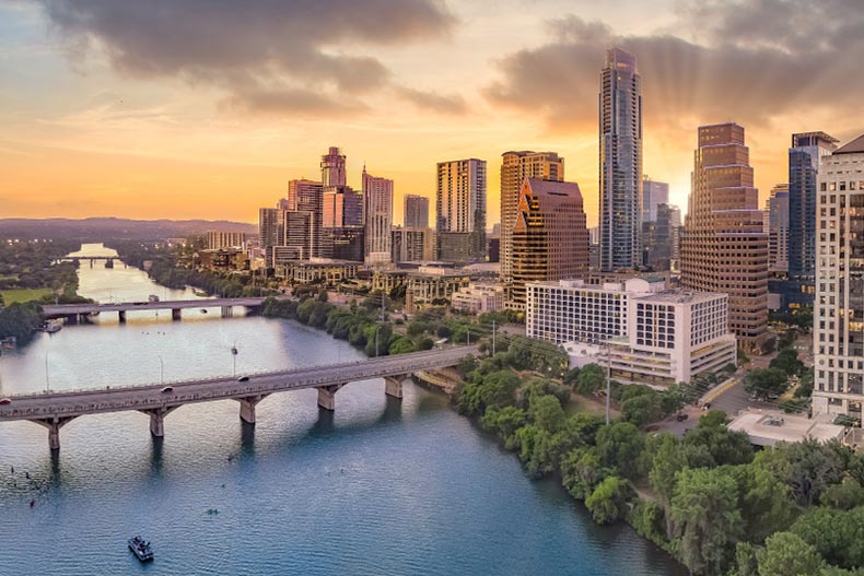 A sunset over Austin, Texas