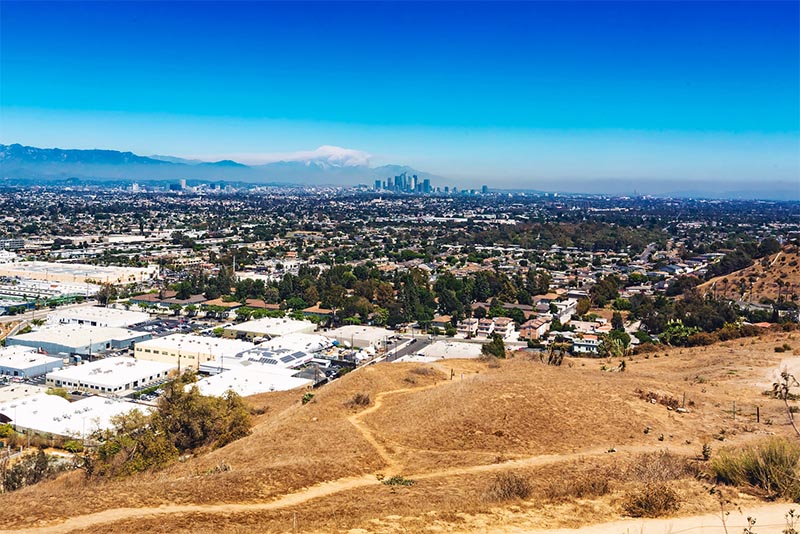 The scenic landscape view of Los Angeles from Baldwin Hills.