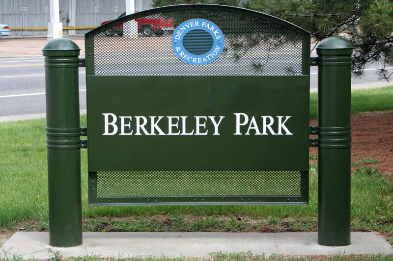 The sign outside Berkeley Park in Berkeley Denver Colorado