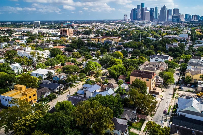 Scenery in Houston neighborhoods like Spring Branch