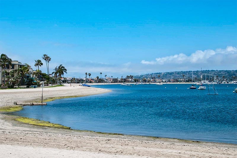 Ocean waves on the beach in Mission Beach San Diego California