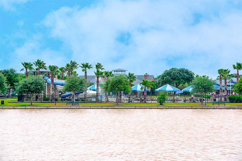 A water park along a waterway in Bridgeland Texas