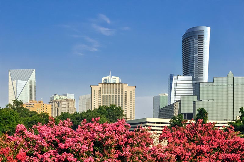 A view of skyscrapers in the Buckhead neighborhood of Atlanta