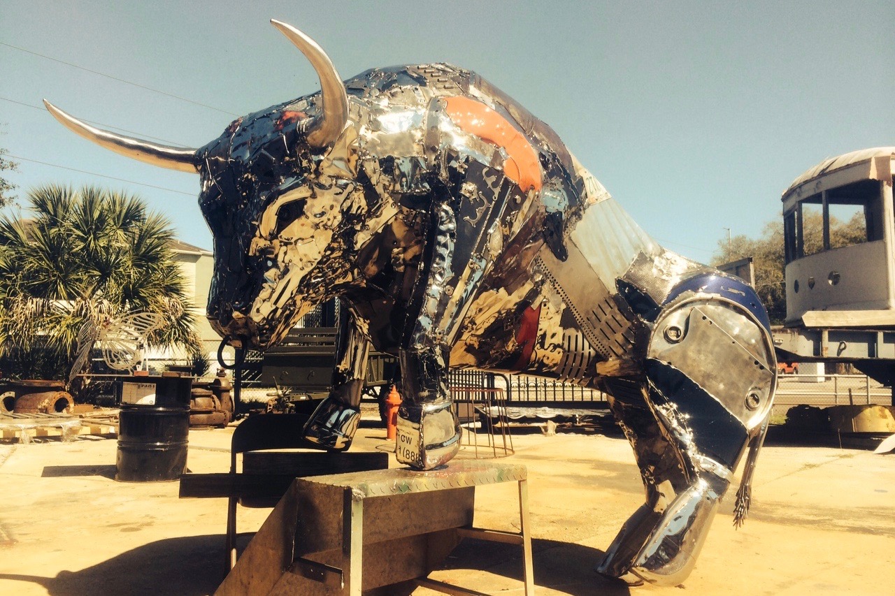 Bull sculpture in Tampa, Florida.