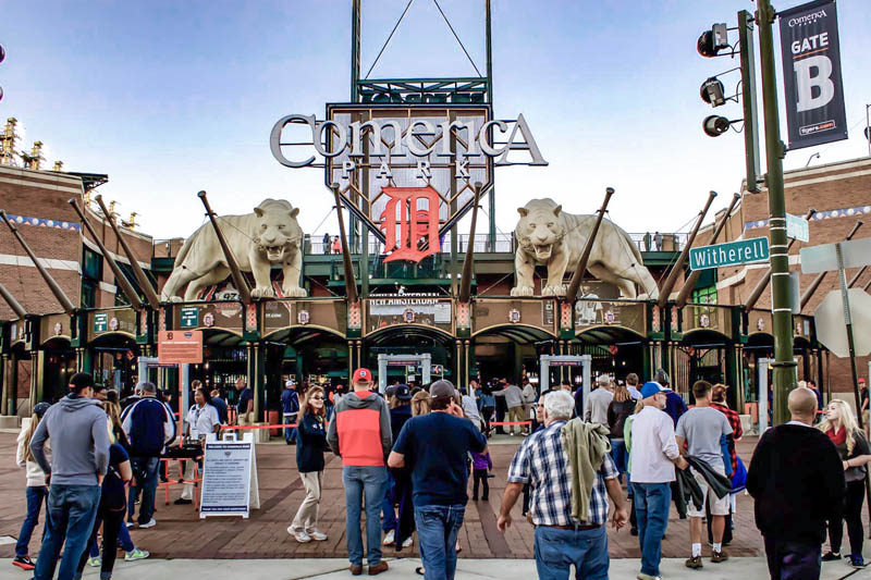 The pouncing tigers outside Comerica Park in Detroit