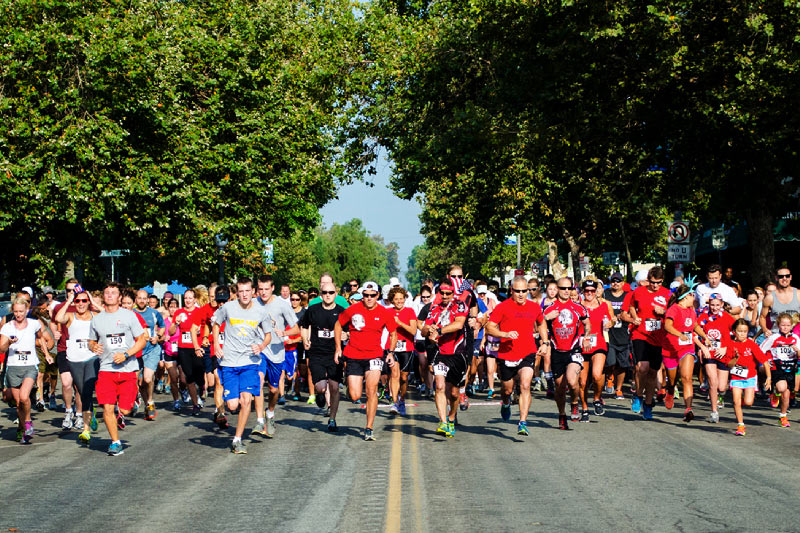 View of people running at a community event.