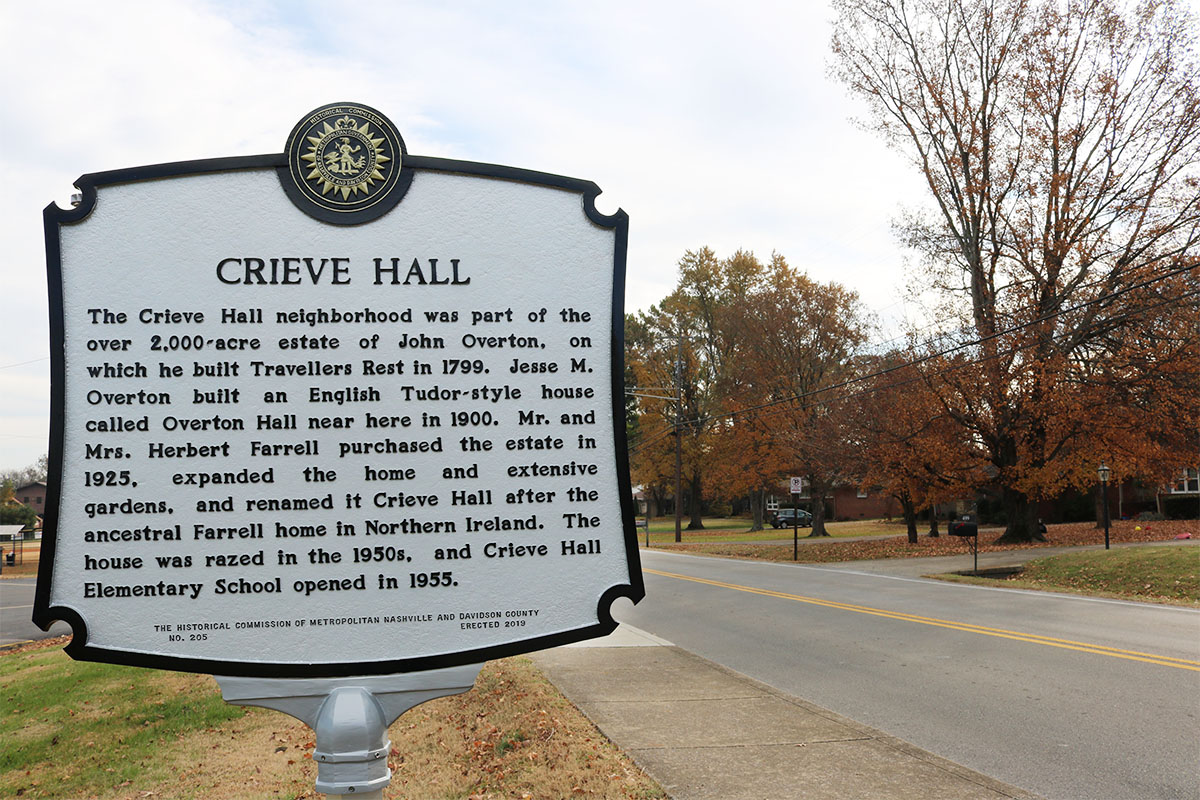 Crieve Hall neighborhood sign