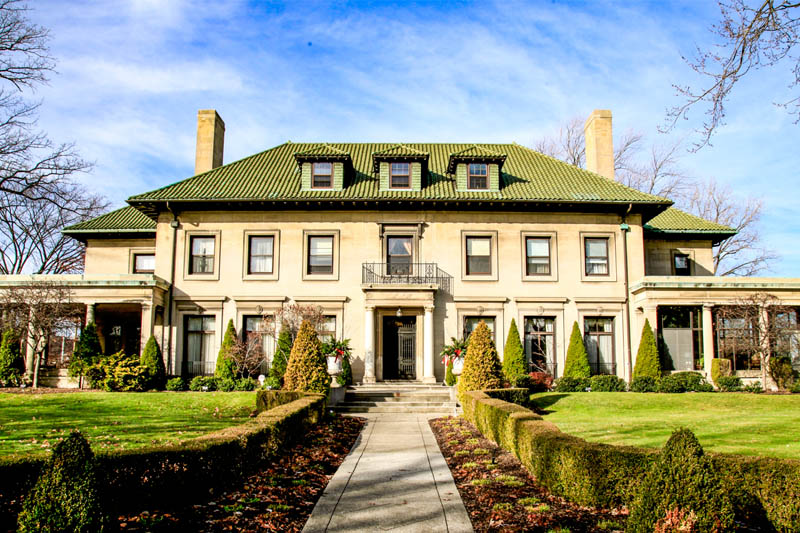 A large historic Mediterranean-revival style home in Detroit