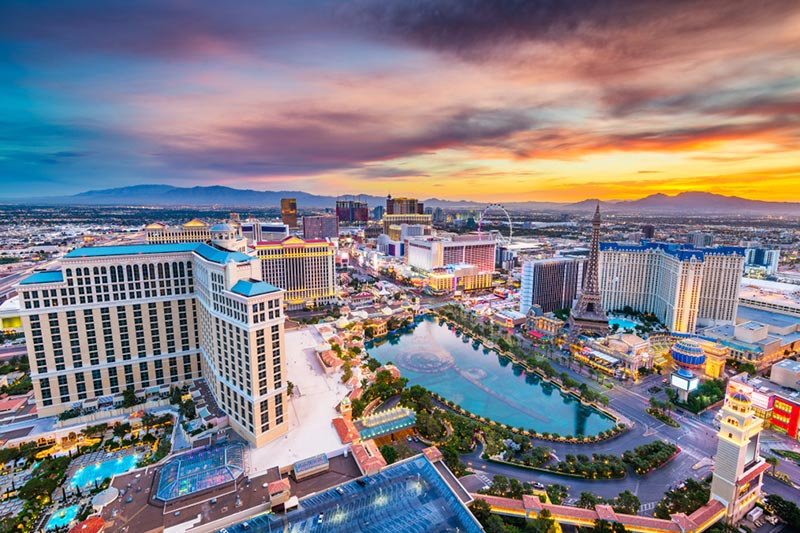 The Las Vegas skyline at dusk