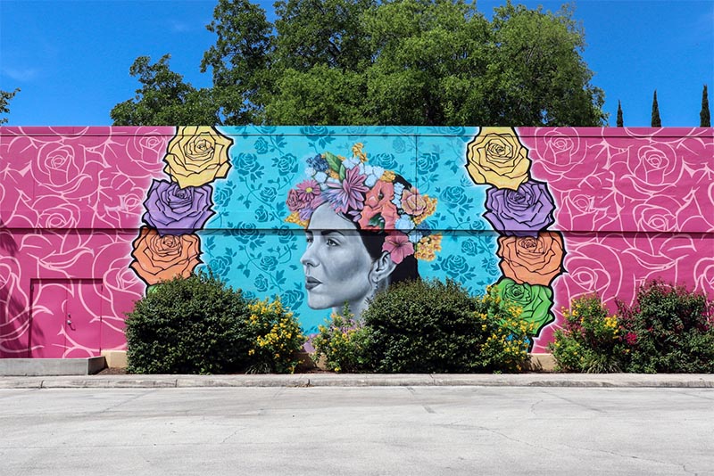 Colorful Fiesta mural in San Antonio Texas