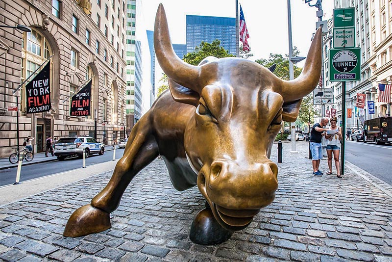 The Charging Bull statue in Financial District New York