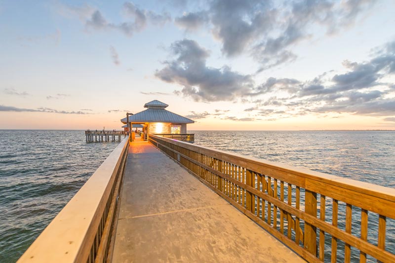 A sunset view from Fort Myers Pier in Florida