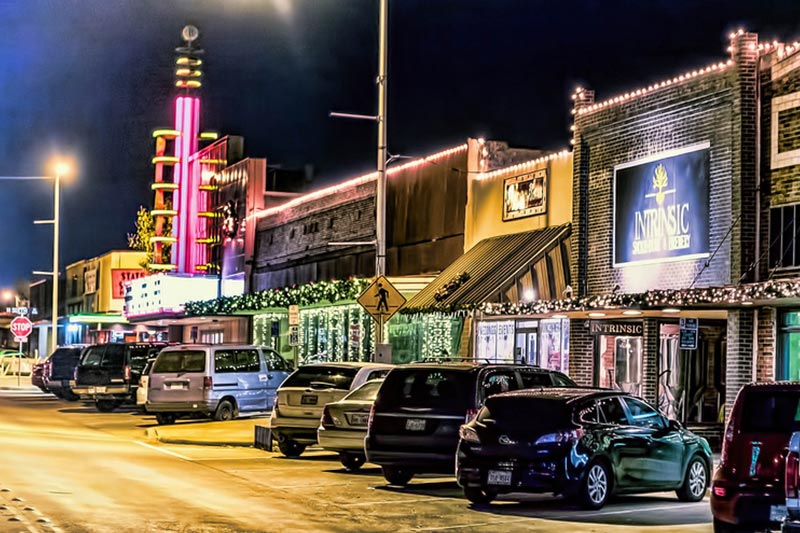 Downtown Garland at night