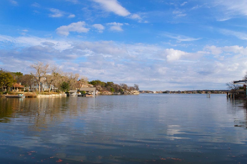 Homes along Lake Granbury in Texas.