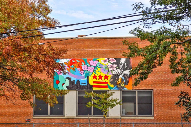 colorful mural on building in historic deanwood neighborhood