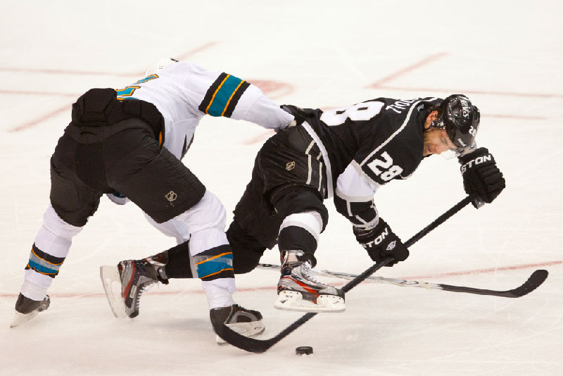 Professional hockey players in action