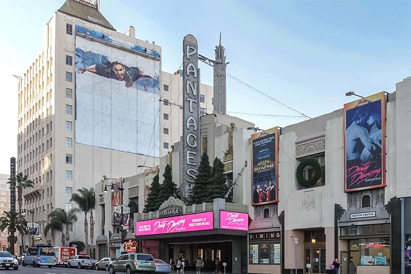 The Pantages Theater and surrounding neighborhood of Hollywood