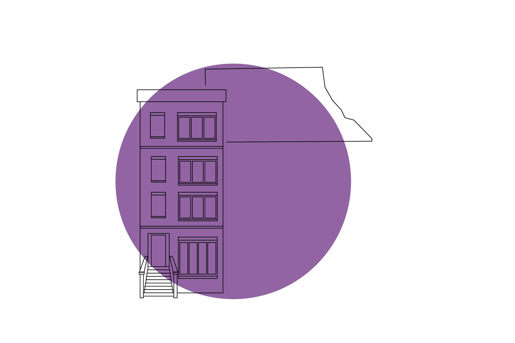 Illustration of Avondale Home and Neighborhood Outline