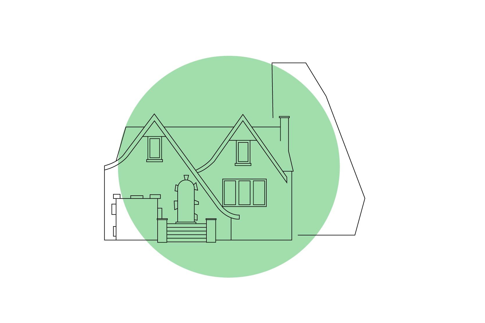 Illustration of Beverly Home and Neighborhood Outline