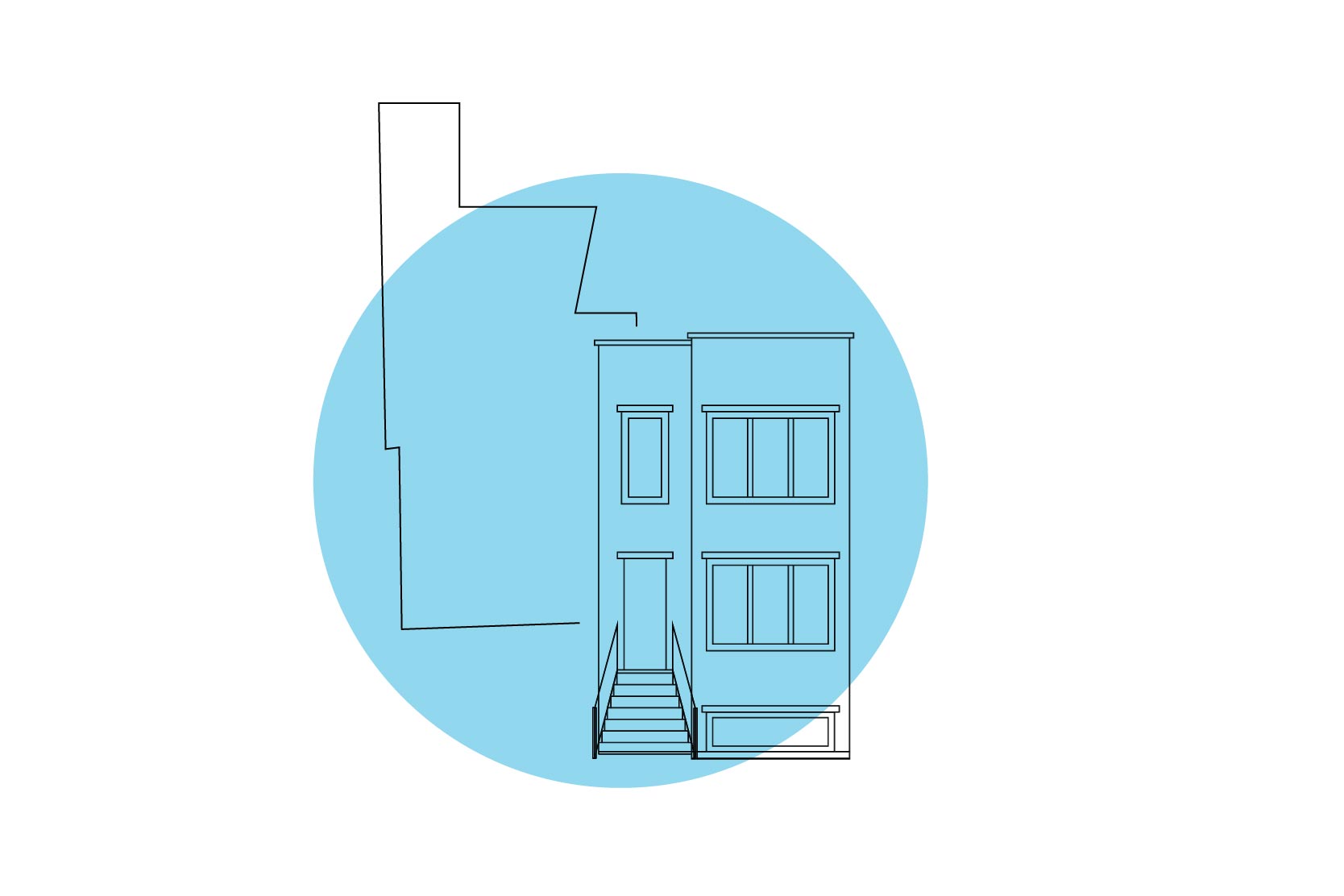 Illustration of Bronzeville Home and Neighborhood Outline