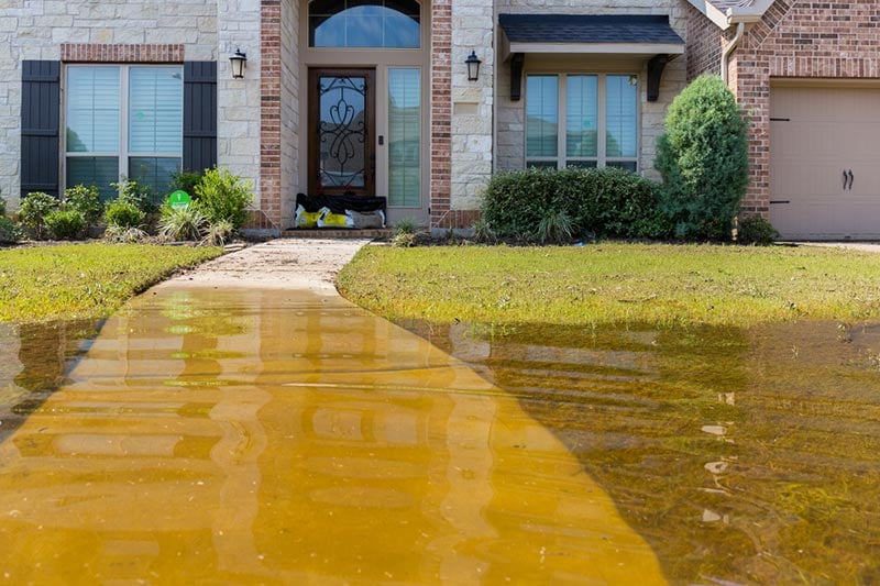 A house in Houston, Texas flooded from Hurricane Harvey in 2017